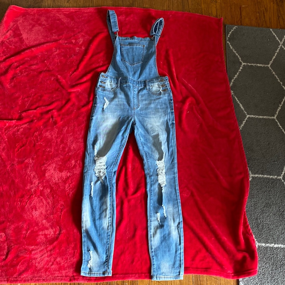 L, Cello Jeans overalls, blue jeans, ripped